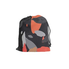 Pattern Formes Corail/noir Drawstring Pouch (medium) by kcreatif