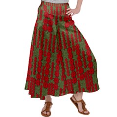 Bloom In Yule Season Colors Satin Palazzo Pants by pepitasart