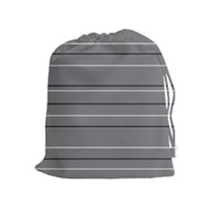 Black Grey White Stripes Drawstring Pouch (xl) by anthromahe