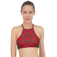 Bloom In Yule  Mandala Season Colors Racer Front Bikini Top by pepitasart