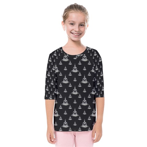 Buddhism Motif Print Pattern Design Kids  Quarter Sleeve Raglan Tee by dflcprintsclothing