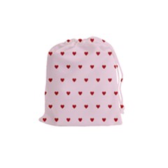 Hearts Seamless Pattern Pink Background Drawstring Pouch (medium) by Wegoenart