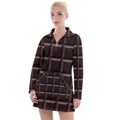 Dark Chocolate Seamless Pattern Sweet Texture Women s Long Sleeve Casual Dress by Wegoenart