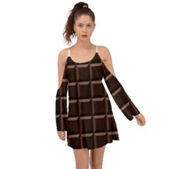 Dark Chocolate Seamless Pattern Sweet Texture Kimono Sleeves Boho Dress by Wegoenart