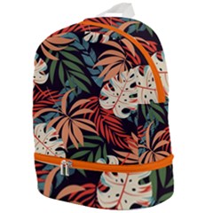 Fashionable Seamless Tropical Pattern With Bright Pink Yellow Plants Leaves Zip Bottom Backpack by Wegoenart