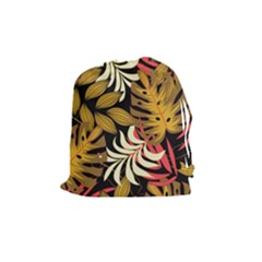 Original Seamless Tropical Pattern With Bright Reds Yellows Drawstring Pouch (medium) by Wegoenart