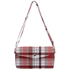 Red Abstract Check Textile Seamless Pattern Removable Strap Clutch Bag by Wegoenart