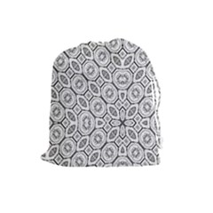 Black And White Baroque Ornate Print Pattern Drawstring Pouch (large) by dflcprintsclothing