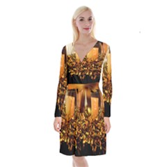 Christmas Tree  1 1 Long Sleeve Velvet Front Wrap Dress by bestdesignintheworld