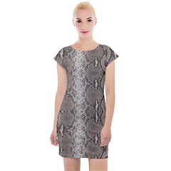 Python Snakeskin Print Cap Sleeve Bodycon Dress by LoolyElzayat