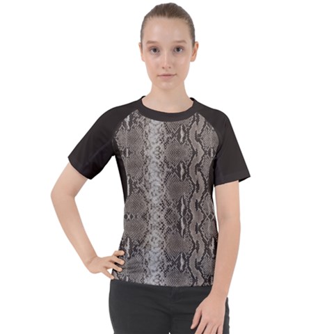 Python Snakeskin Print Women s Sport Raglan Tee by LoolyElzayat