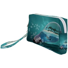 Awesome Light Bulb With Tropical Island Wristlet Pouch Bag (small) by FantasyWorld7