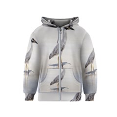 Beach Heron Bird Kids  Zipper Hoodie by TheLazyPineapple