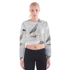 Beach Heron Bird Cropped Sweatshirt by TheLazyPineapple