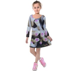 Sea Anemone Kids  Long Sleeve Velvet Dress by TheLazyPineapple