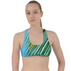 Tropical Palm Criss Cross Racerback Sports Bra by TheLazyPineapple