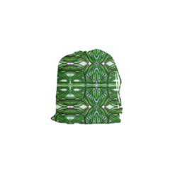 My Paint My Pallet Brocade Green Scarabs Drawstring Pouch (xs) by ScottFreeArt