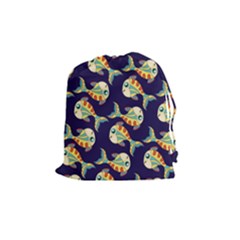 Fish Background Abstract Animal Drawstring Pouch (medium) by Vaneshart