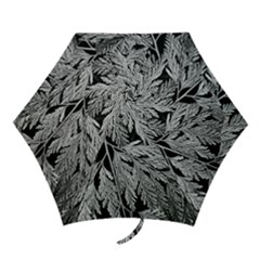 Fern Leaves Foliage Black And White Mini Folding Umbrellas by Vaneshart