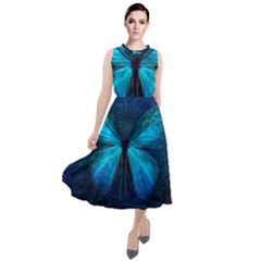 Animal Butterfly Insect Round Neck Boho Dress by Vaneshart