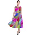 Multicolored Party Geo Design Print Round Neck Boho Dress View1
