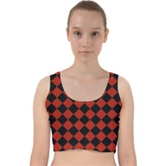 Block Fiesta - Apple Red & Black Velvet Racer Back Crop Top by FashionBoulevard