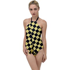 Block Fiesta - Blonde Yellow & Black Go With The Flow One Piece Swimsuit by FashionBoulevard