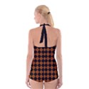 Block Fiesta - Burnt Orange & Black Boyleg Halter Swimsuit  View2