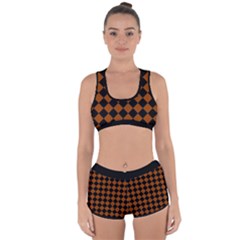 Block Fiesta - Burnt Orange & Black Racerback Boyleg Bikini Set by FashionBoulevard