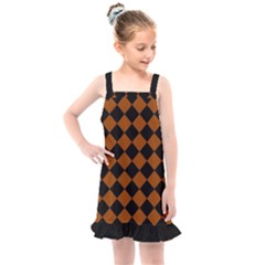 Block Fiesta - Burnt Orange & Black Kids  Overall Dress by FashionBoulevard