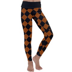 Block Fiesta - Burnt Orange & Black Kids  Lightweight Velour Classic Yoga Leggings by FashionBoulevard