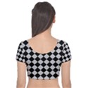 Block Fiesta - Cloudy Grey & Black Velvet Short Sleeve Crop Top  View2
