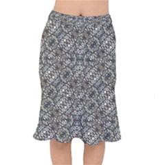 Urban Art Textured Print Pattern Short Mermaid Skirt by dflcprintsclothing