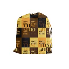 I Love Art Deco Typographic Motif Collage Print Drawstring Pouch (large) by dflcprintsclothing