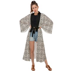 Timeless - Black & Abalone Grey Maxi Kimono by FashionBoulevard