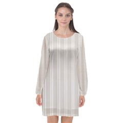 Nice Stripes - Abalone Grey Long Sleeve Chiffon Shift Dress  by FashionBoulevard