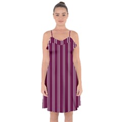 Nice Stripes - Boysenberry Purple Ruffle Detail Chiffon Dress by FashionBoulevard