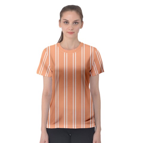 Nice Stripes - Cantaloupe Orange Women s Sport Mesh Tee by FashionBoulevard