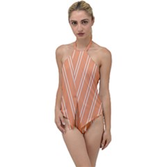 Nice Stripes - Cantaloupe Orange Go With The Flow One Piece Swimsuit by FashionBoulevard