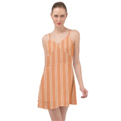 Nice Stripes - Cantaloupe Orange Summer Time Chiffon Dress by FashionBoulevard