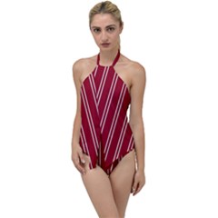 Nice Stripes - Carmine Red Go With The Flow One Piece Swimsuit by FashionBoulevard