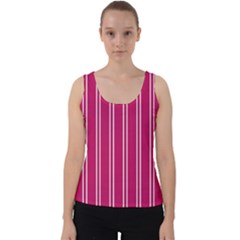Nice Stripes - Peacock Pink Velvet Tank Top by FashionBoulevard