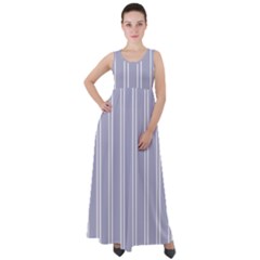 Nice Stripes - Silver Grey Empire Waist Velour Maxi Dress by FashionBoulevard