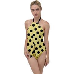 Polka Dots - Black On Blonde Yellow Go With The Flow One Piece Swimsuit by FashionBoulevard