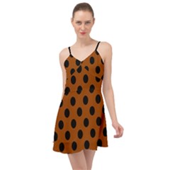 Polka Dots - Black On Burnt Orange Summer Time Chiffon Dress by FashionBoulevard