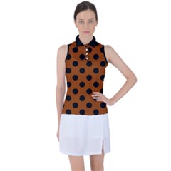 Polka Dots - Black On Burnt Orange Women s Sleeveless Polo Tee by FashionBoulevard