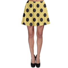 Polka Dots Black On Mellow Yellow Skater Skirt by FashionBoulevard