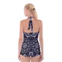 Black And White Pattern Boyleg Halter Swimsuit  View2
