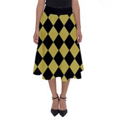 Block Fiesta Black And Ceylon Yellow Perfect Length Midi Skirt by FashionBoulevard