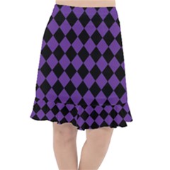 Block Fiesta Black And Imperial Purple Fishtail Chiffon Skirt by FashionBoulevard
